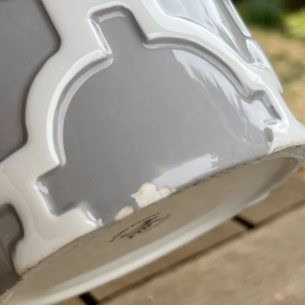 Modern Gray and White Geometric Vase